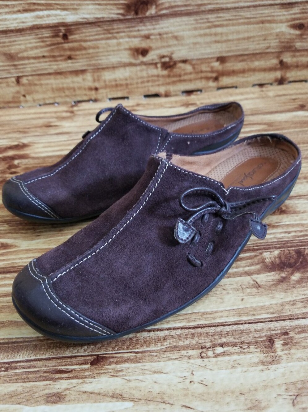 Natural Soul Women's Brown Slip-On Loafers Fanner Size 9.5 Half Leather